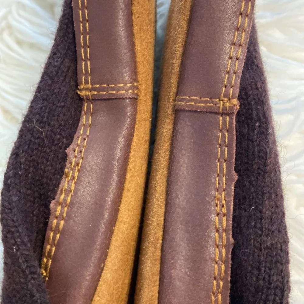 Acorn Women Slippers Boots Charcoal Rag Wool Ribbed Knit Leather Sole size 5 - Image 11