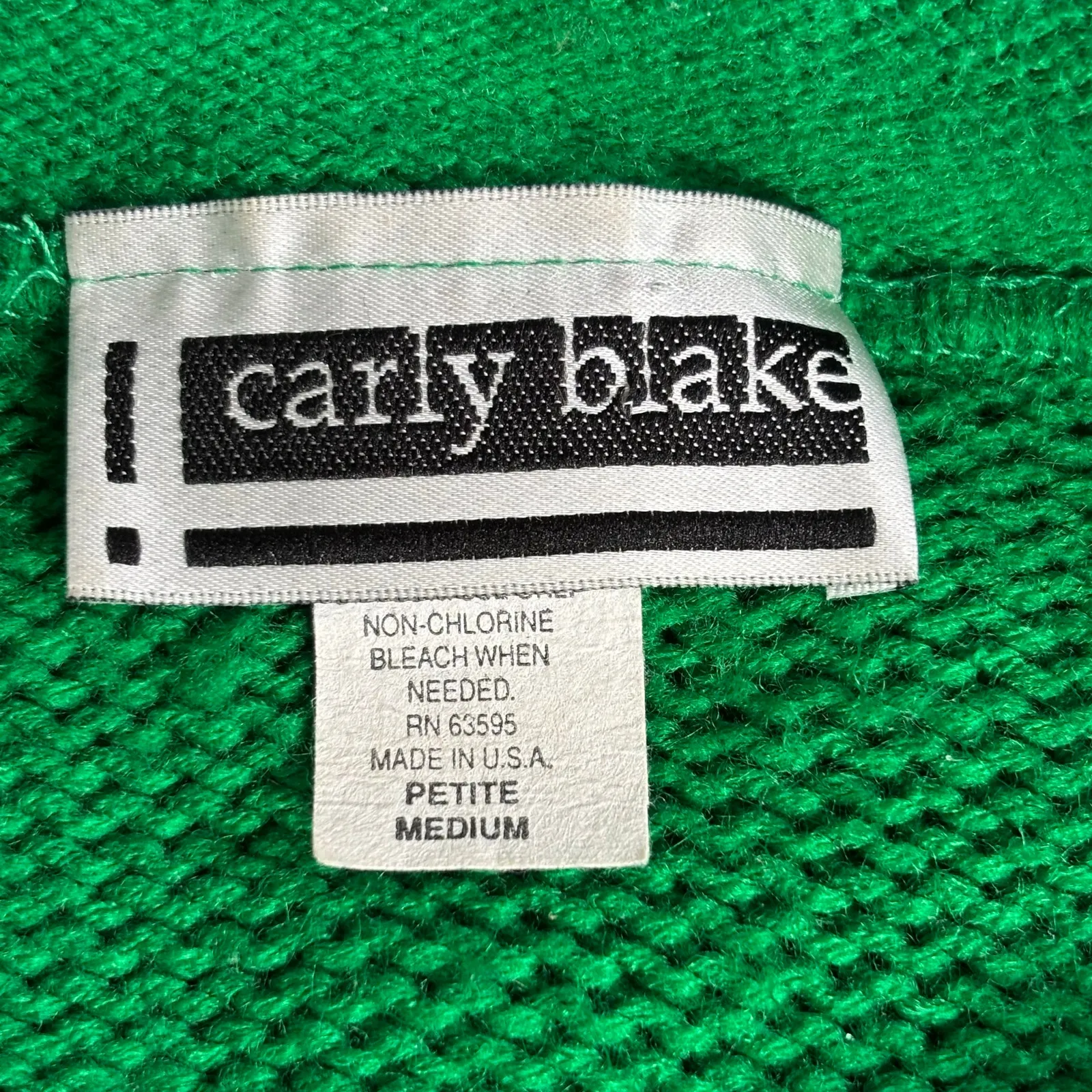 Vintage 80s Carly Blake Green Cable Knit Sweater Petite Medium Made in USA Size undefined - Image 6