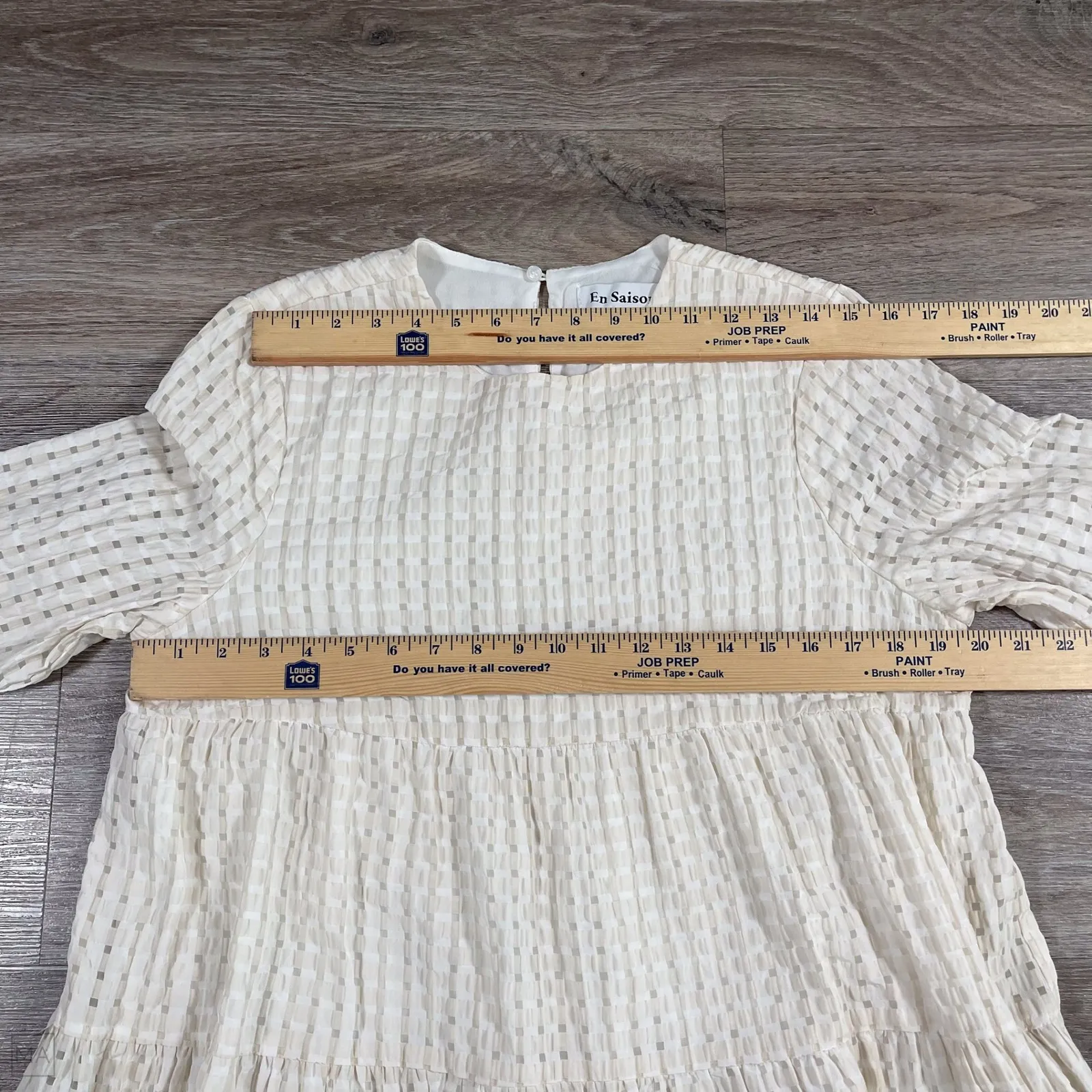 En Saison Women's Dress Tiered Mini Neutral Babydoll Western Flowy M Cream/White White Size M - Image 5