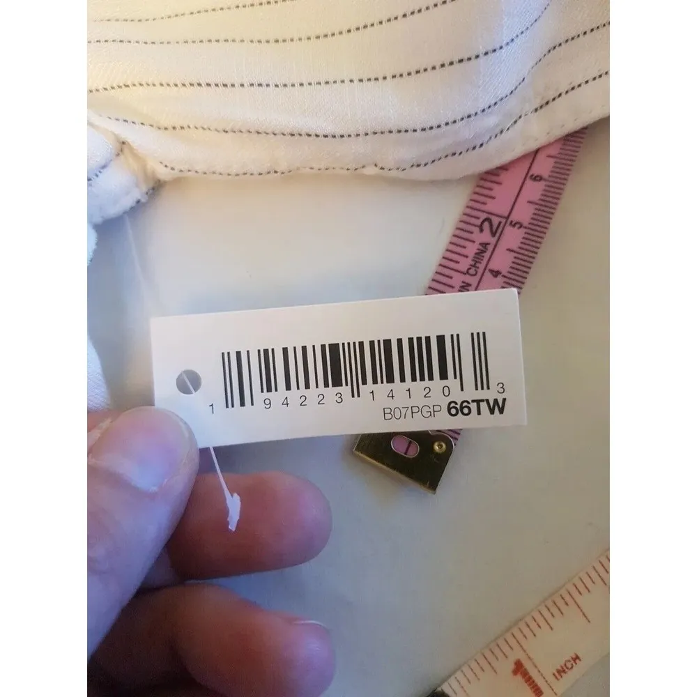 Daily Ritual Womens Button down Blouse Size Small Striped Collar Long Sleeve NWT - Image 9