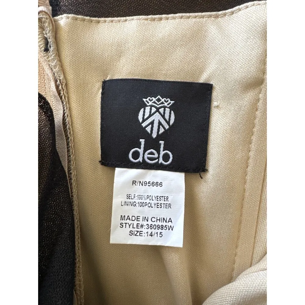 DEB mermaid style nude, black mesh overlay jeweled neckline sleeveless size 14 - Image 12