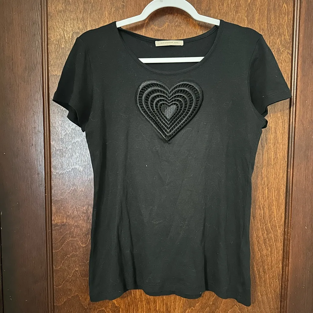 Christopher Kane Heart Cutout Tee Size S Black - Image 2