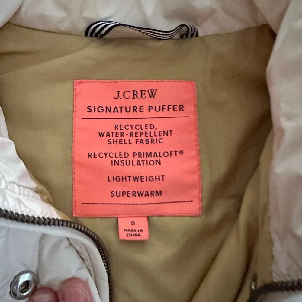 J. Crew Off-White Quilted Puffer Vest Lightweight Water Repellent Sz Small - Image 4