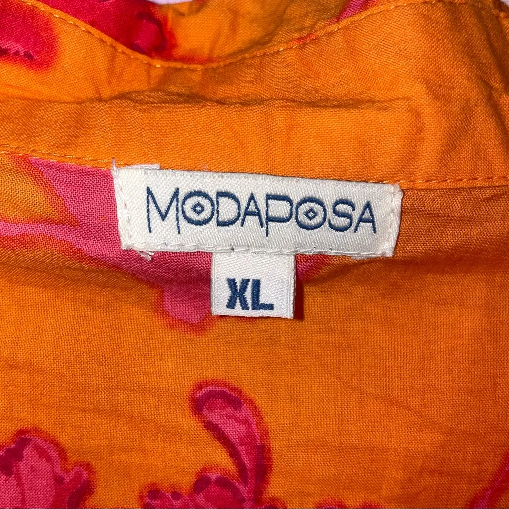 ModaPosa Gabriella Tunic Dress Big Coral Orange Fuchsia Women Size XL Beach Chic - Image 6