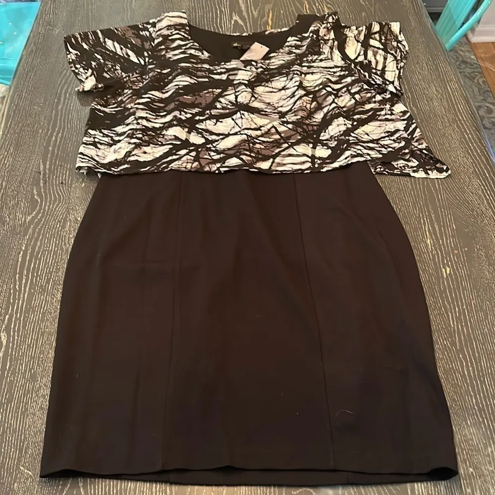 Lane Bryant black & white dress w/ abstract print top size 20 NWT - Image 2