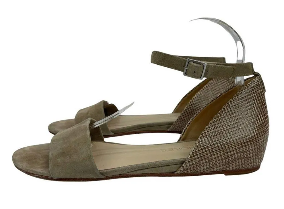 Tan Sandals Ankle Strap Coye Nokes Alexia Shoes Suede Leather Snakeskin Size 39 - Image 2