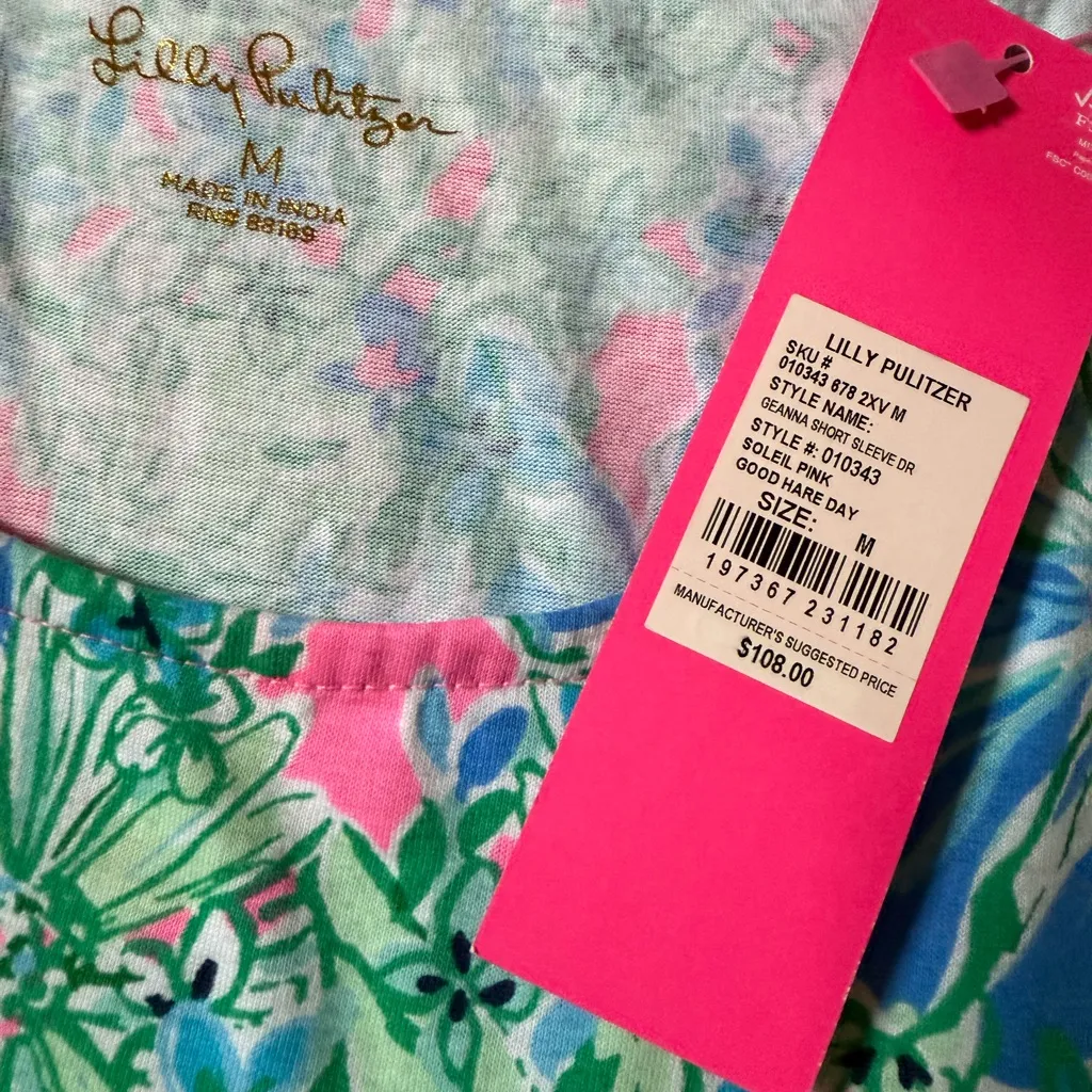 NEW Lilly Pulitzer Geanna Dress Soleil Pink Good Hair Day Size Medium - Image 6
