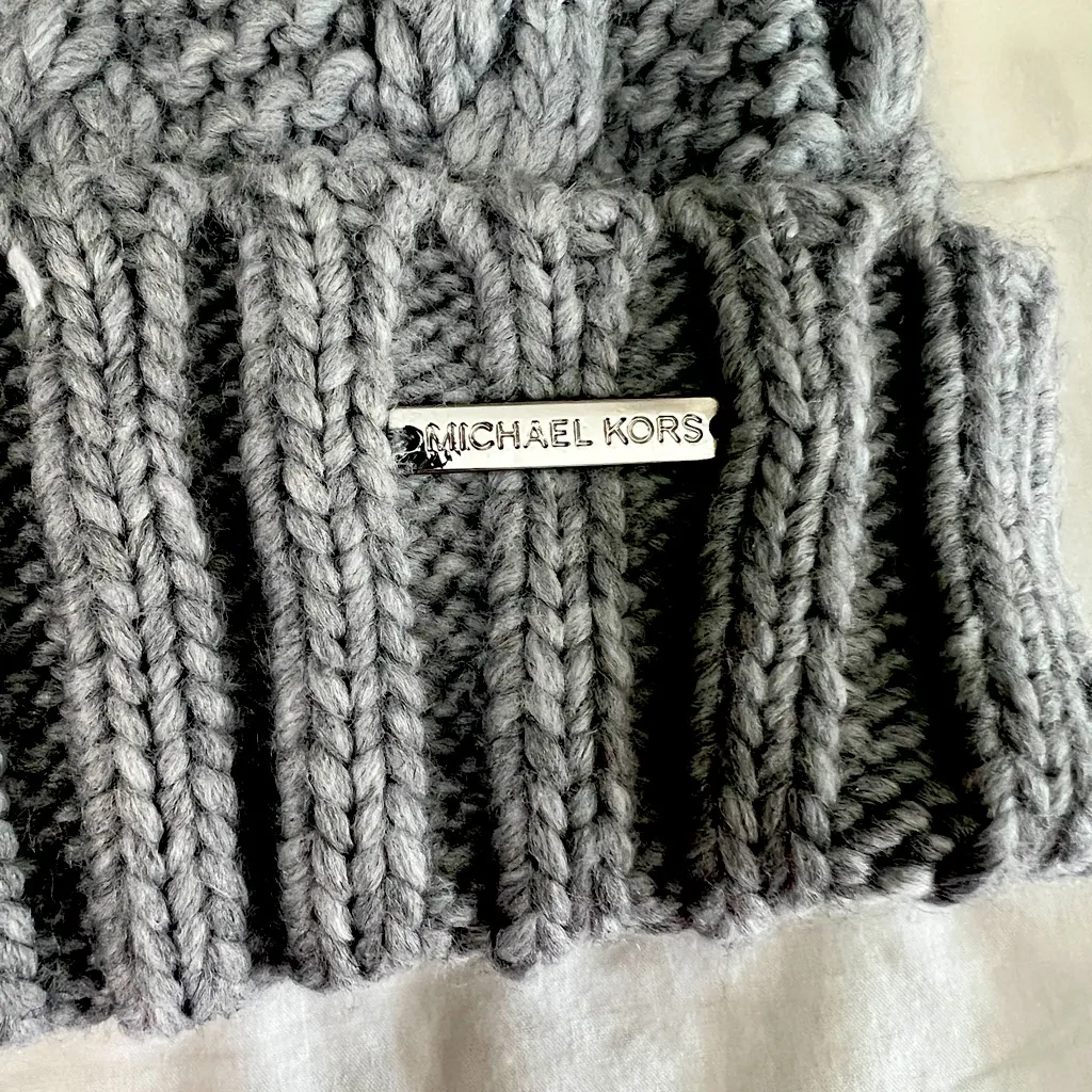 Michael Kors Charcoal Cable Knit Beanie - Image 2