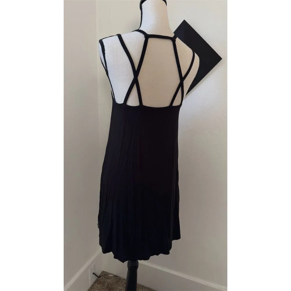 RVCA Womens Black Strappy Shift Dress Size S V-Neck Casual Short Mini - Image 4