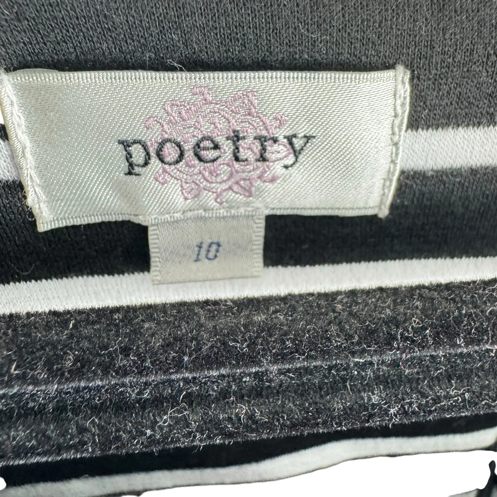 Poetry Black White Striped Short Sleeve Above Knee T-Shirt Dress Size 10 - Image 4