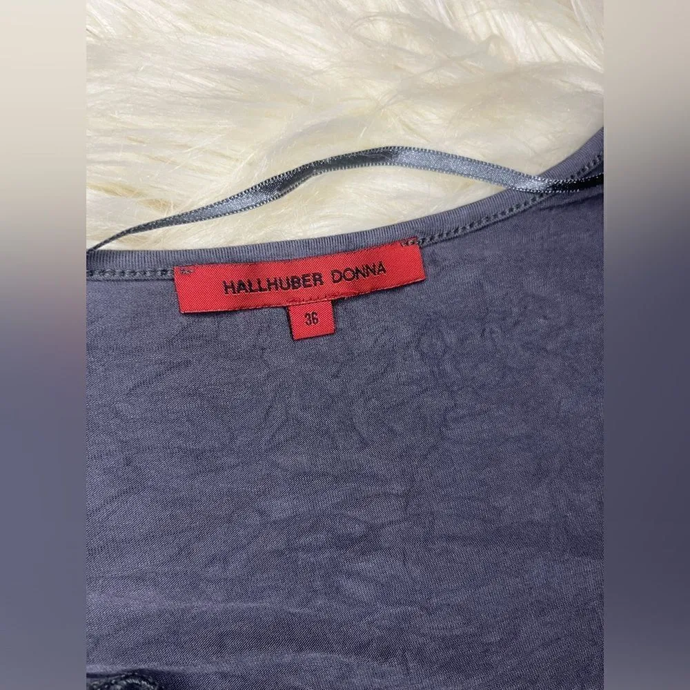 Hallhuber Donna grey draped collar long sleeved blouse sz 6 (36) Gray - Image 2