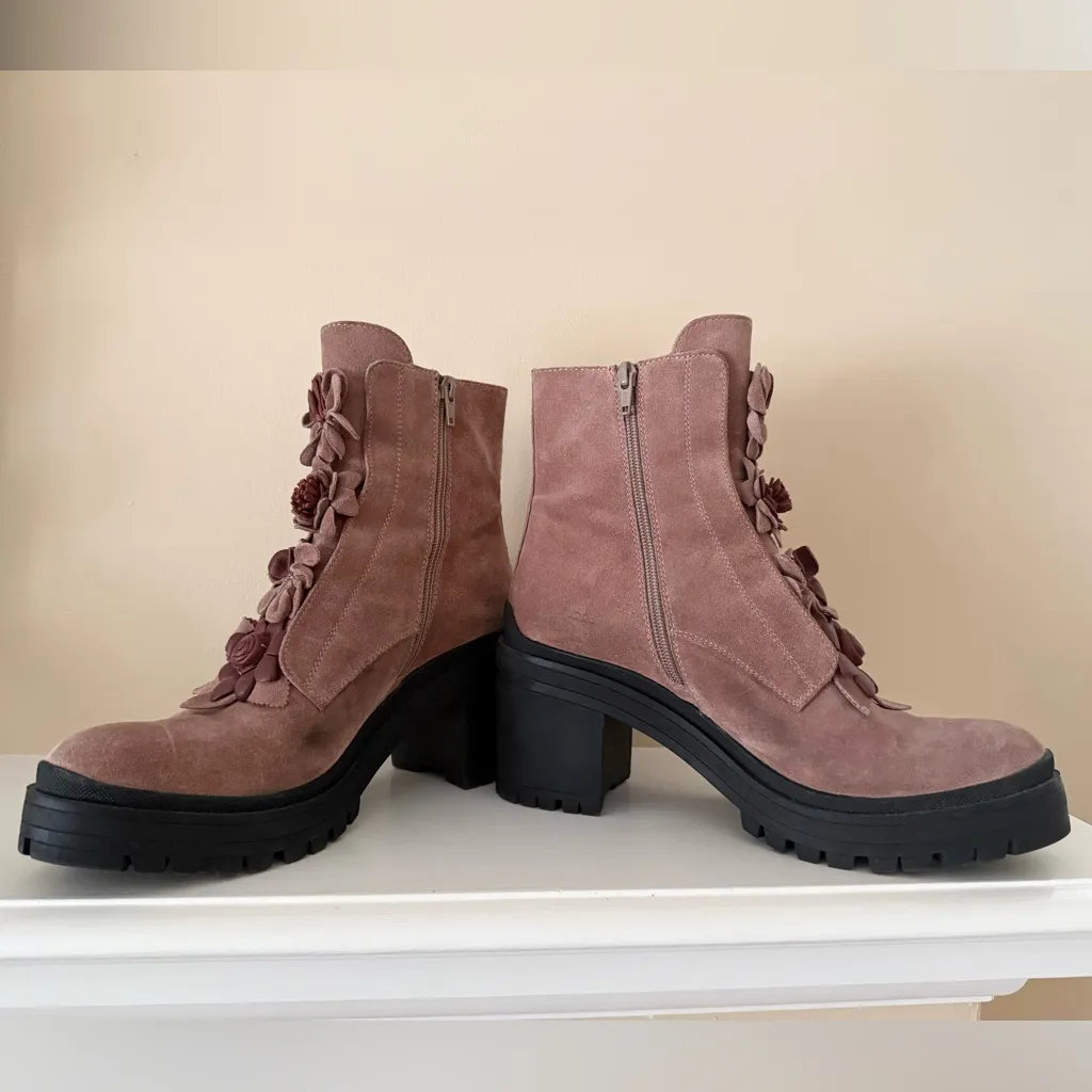 Anthropologie Bruno Premi Floral Platform Booties Pink Size 10 - Image 7