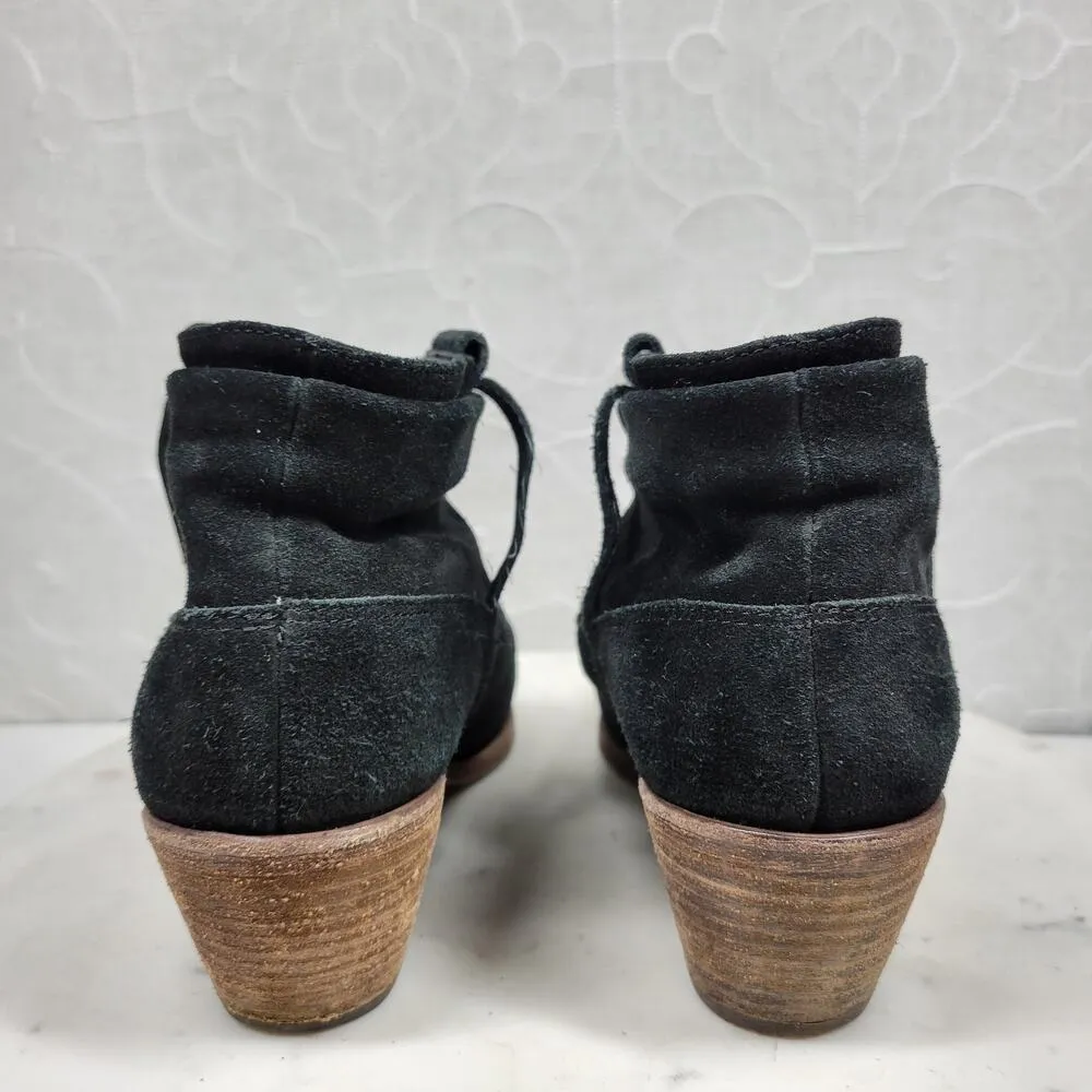 Joie Ajax Boots Booties Womens  8.5 US Black Suede Leather Slip On Ankle Western - Image 16