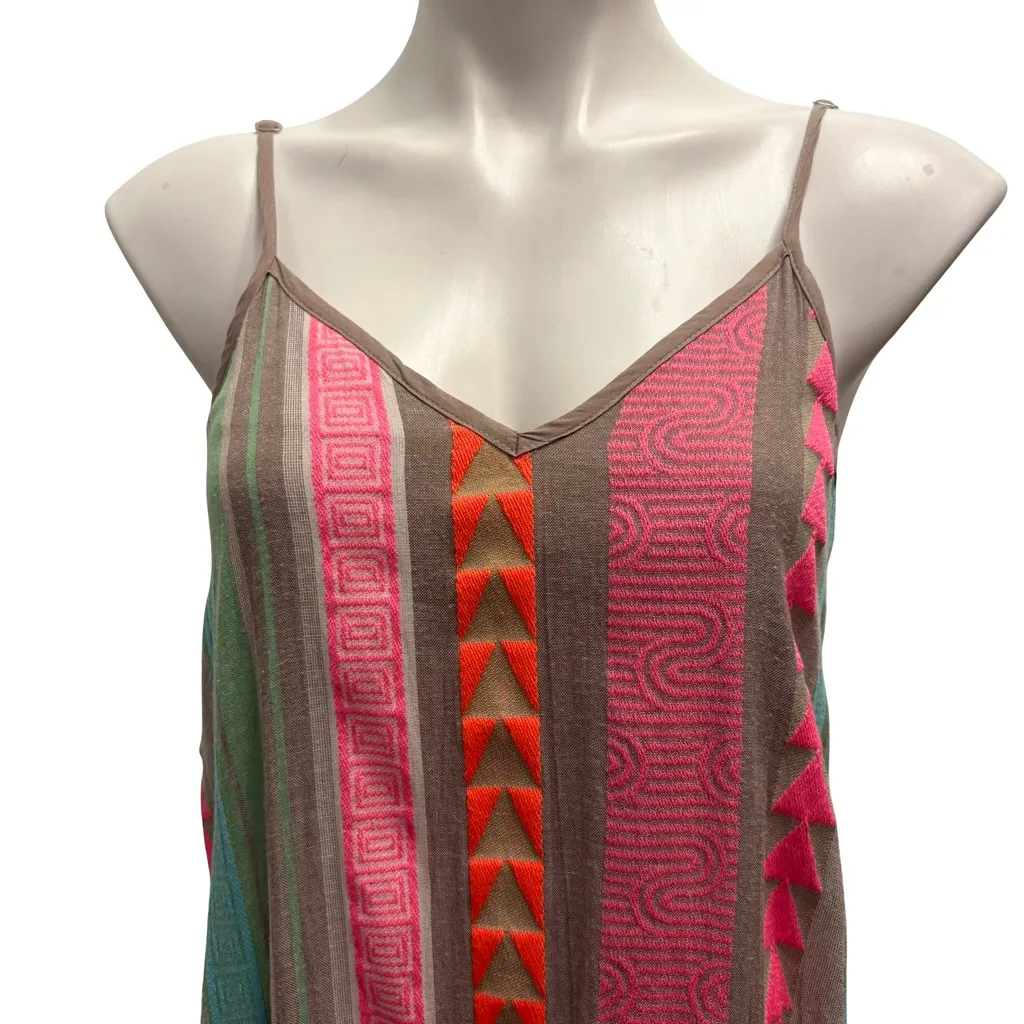 Elan Tulum  Spaghetti Strap Maxi Swim Cover-Up Dress, Neon Aztec, Sz S - Image 10