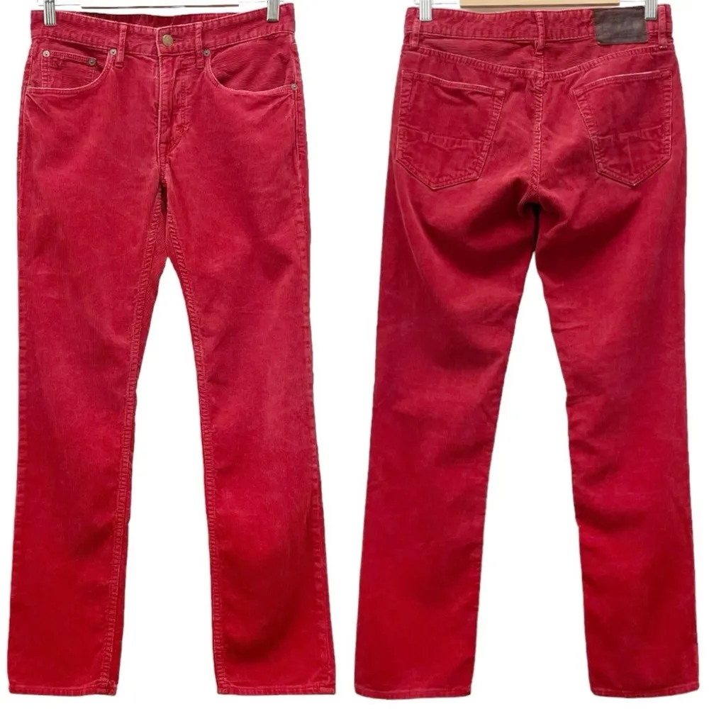 Vintage Polo Ralph Lauren Pants Brick Red Corduroy Straight Leg Jeans Size 28 - Image 15
