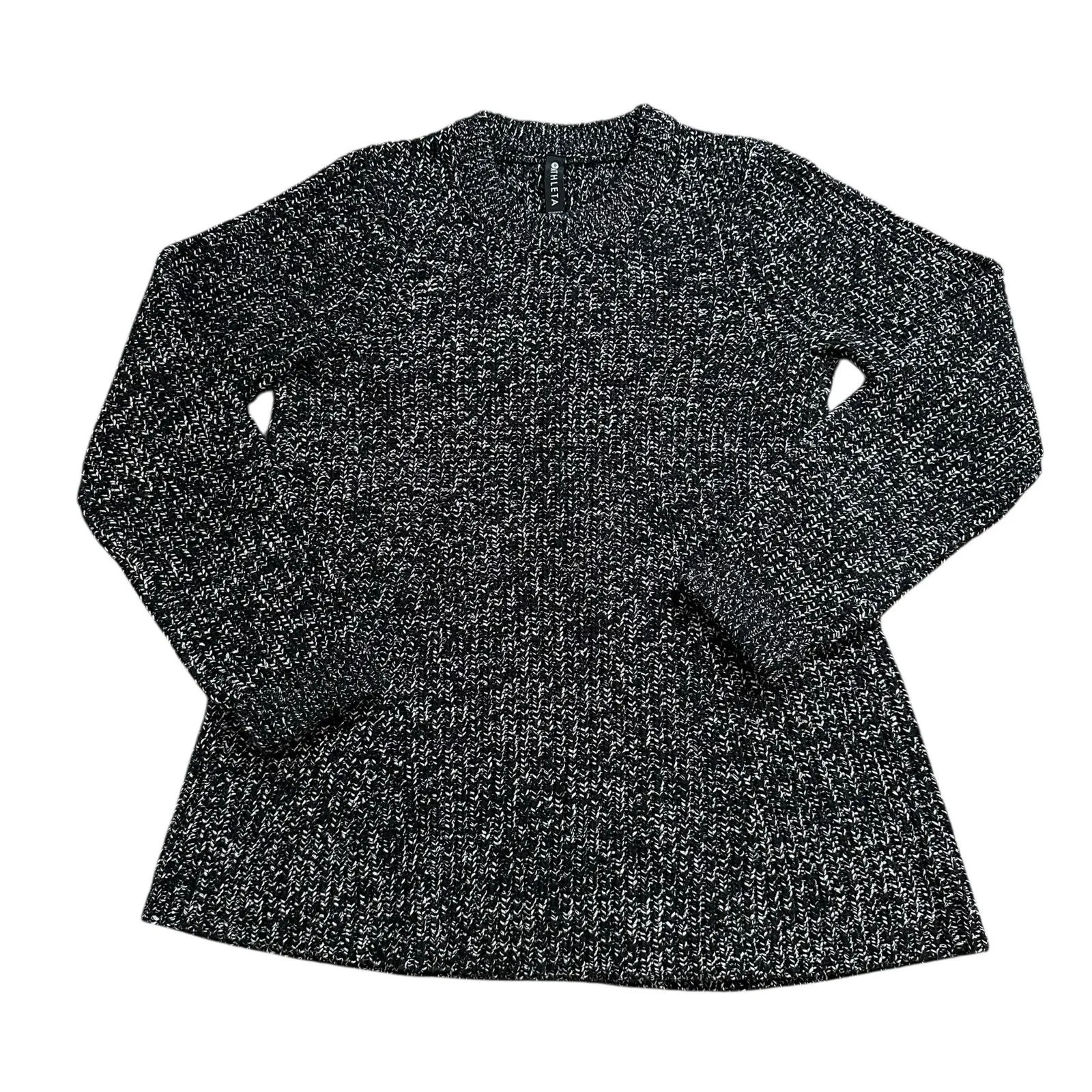 Athleta Sierra black & white knit long sleeve crewneck sweater size XS - Image 13