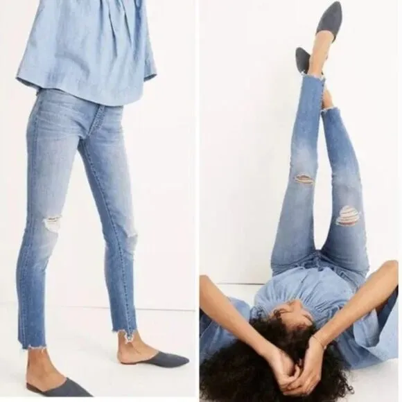 NEW Madewell Skinny Mid-rise ripped Jeans Frankie was, 27P‎ - Image 2