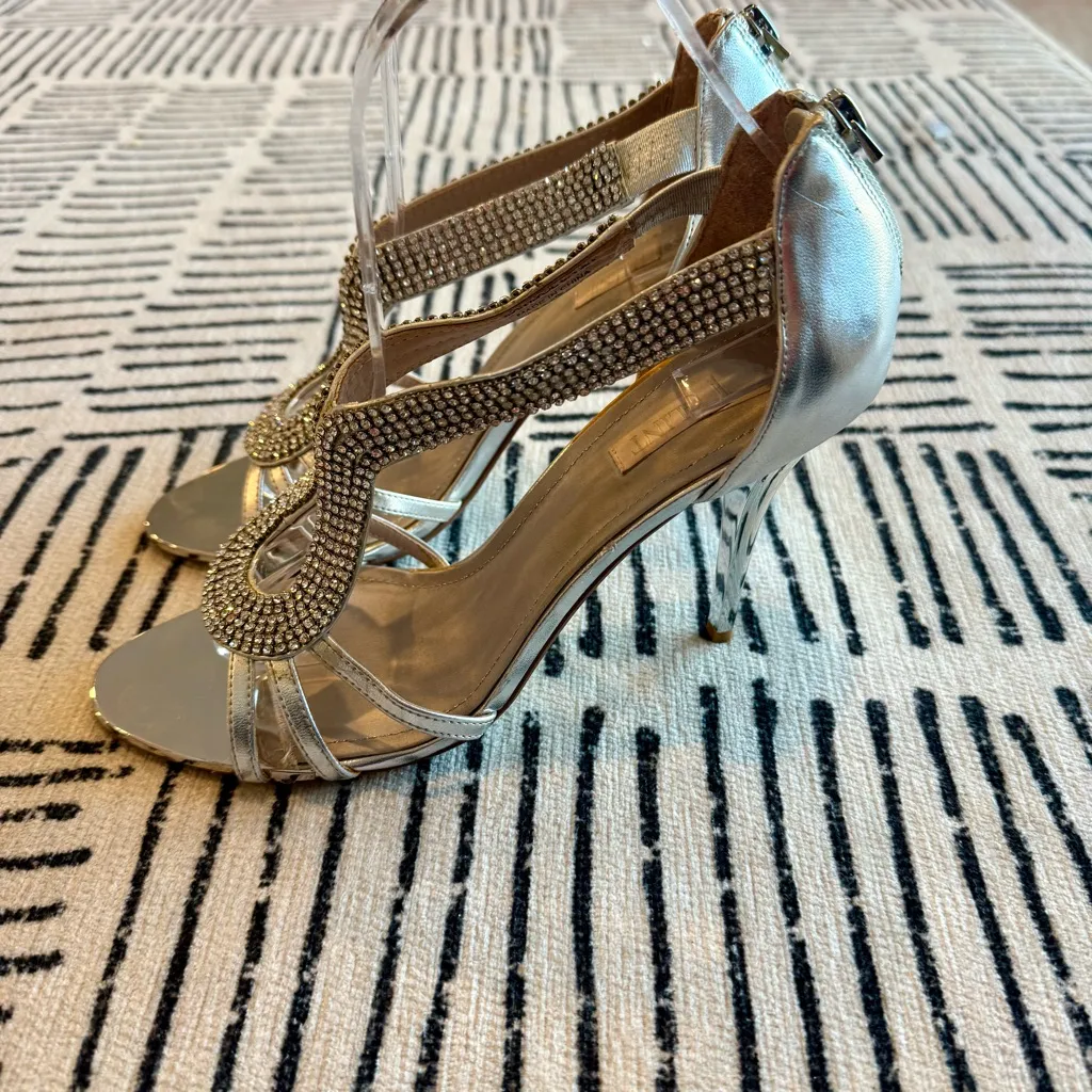 Glint Silver Strappy Heels Size 8 - Image 8