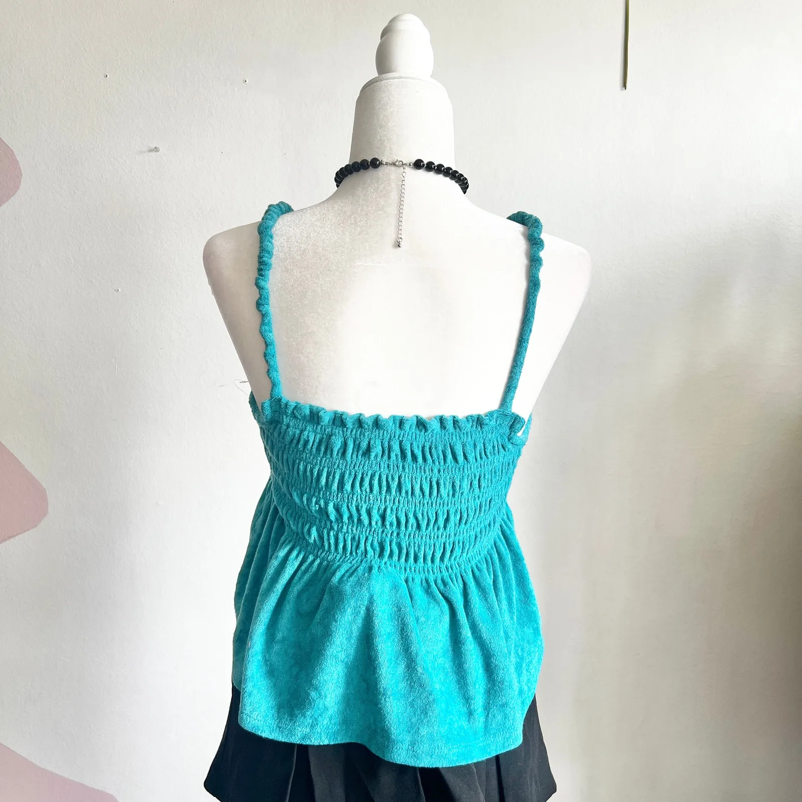 Blue Terrycloth Peplum Tank Top, Y2K, Coquette, Bratz, Bimbo,‎ Vacation, Small - Image 3