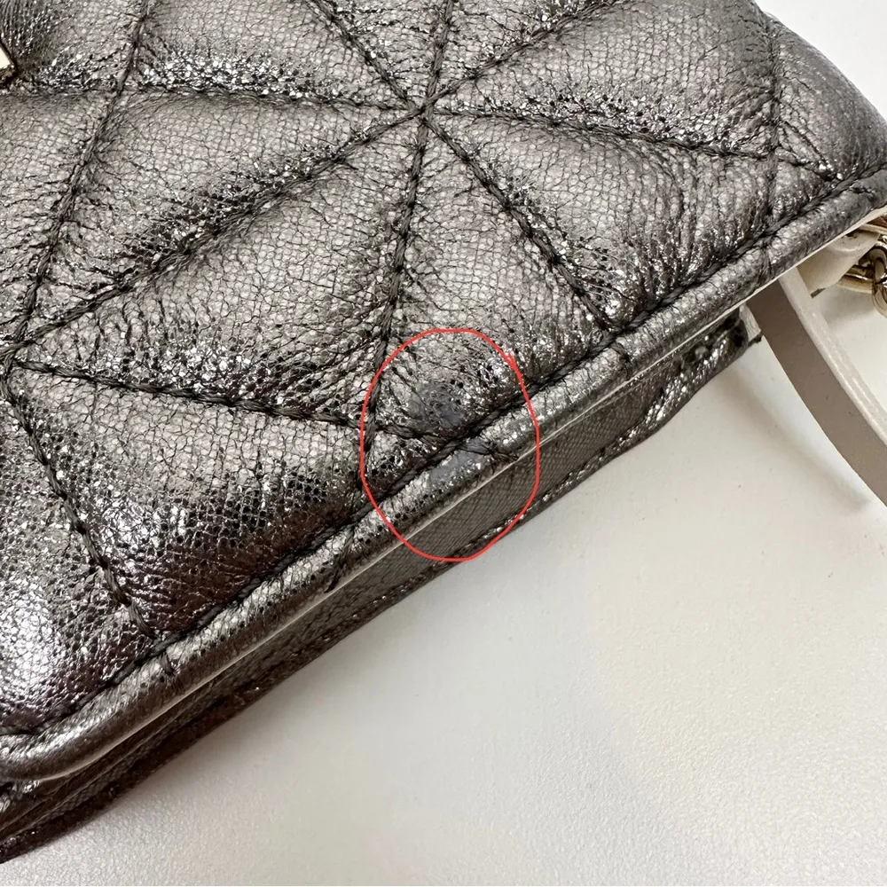 Kate Spade Sedgewick Place Quilted Metallic Gray Bag - Image 4