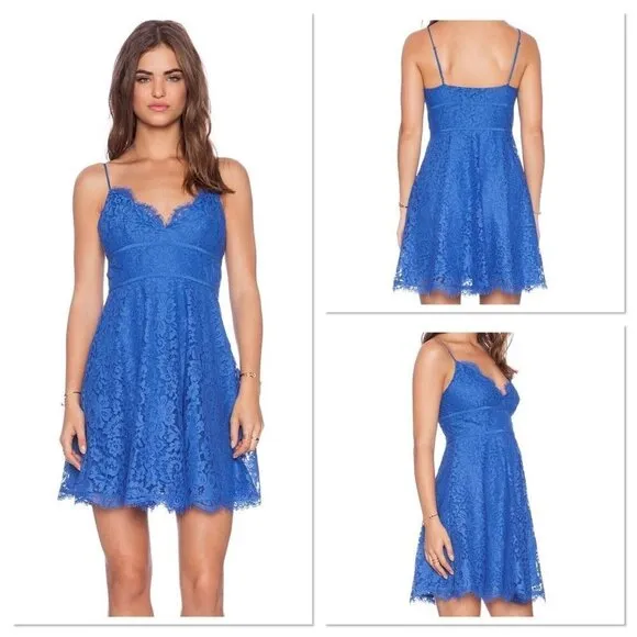 Joie Womens Size XS Damasia Dress Marais Blue Cobalt Lace Fit & Flare Sleeveless - Image 2