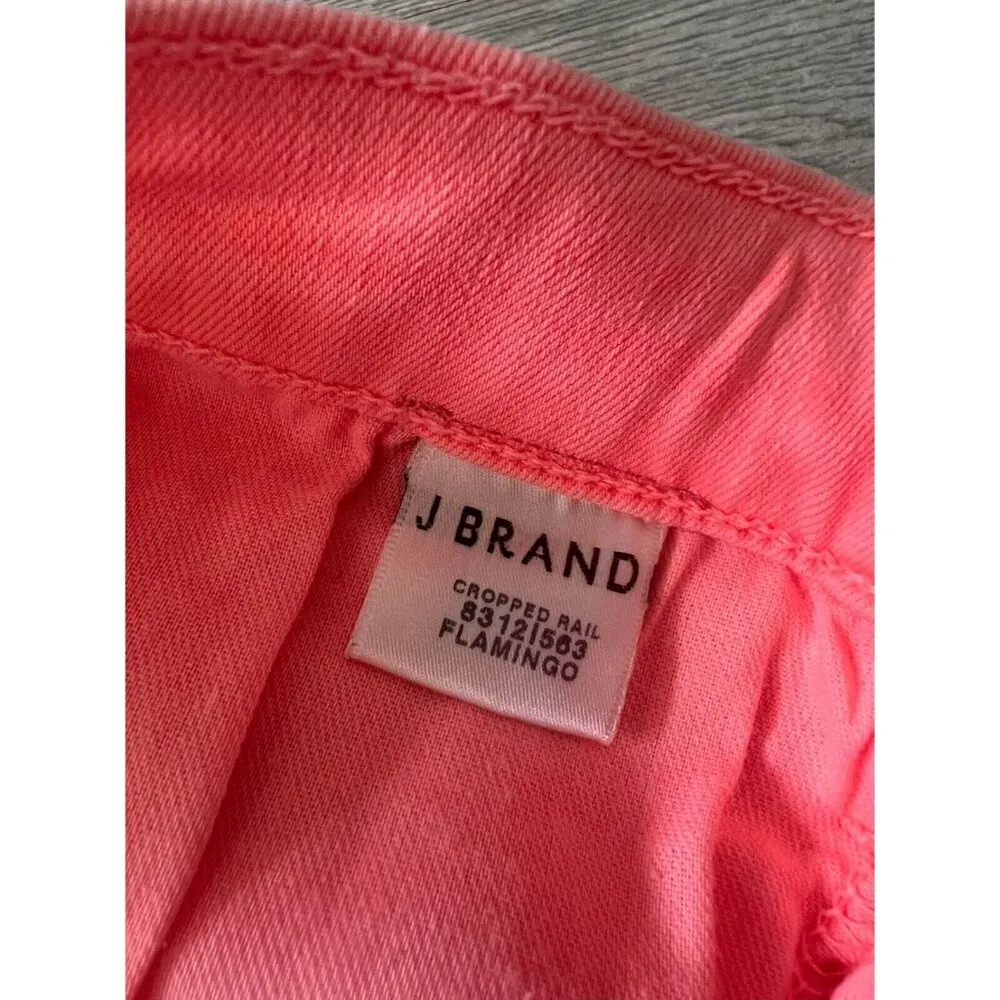J BRAND Women's Cropped Rail Flamingo Wash Bright Colored Jeans Size 26 - Image 3