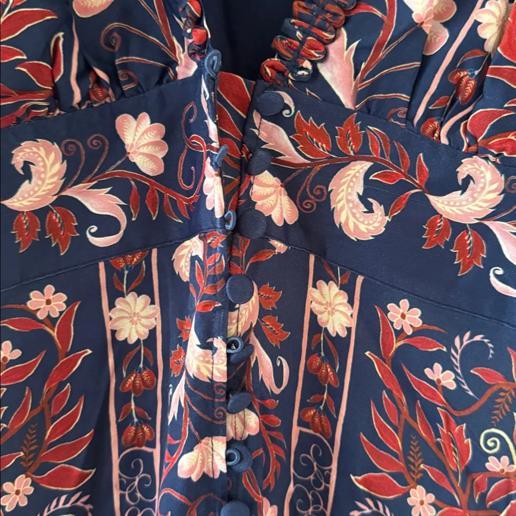 FARM RIO Blue Snake Garden Long Sleeve Mini Dress, Size Small, $260 - Image 6