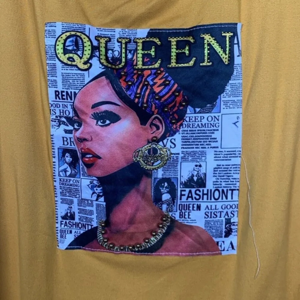 Free Kisses Shirt Dress Mustard Yellow Queen Plus Size 2X EUC #4490 - Image 2