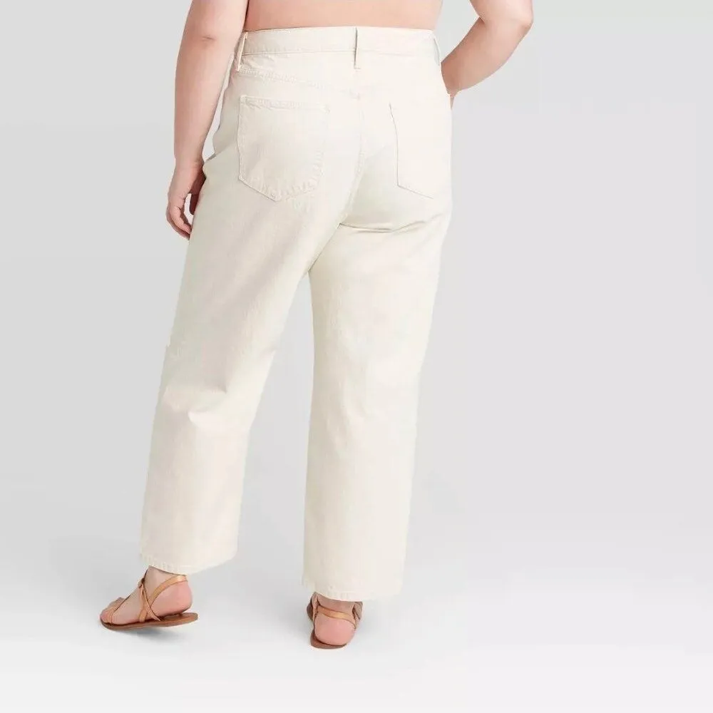 Universal Threads Universal Thread High Rise Vintage Straight Crop Jeans in Ecru - Size 10 - Image 3