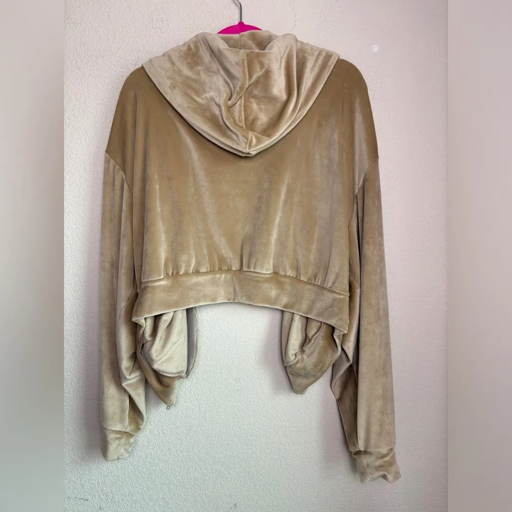 SKIMS Y2K Champagne Beige Velour Cropped Zip Up Hoodie Jacket 4XL - Image 7