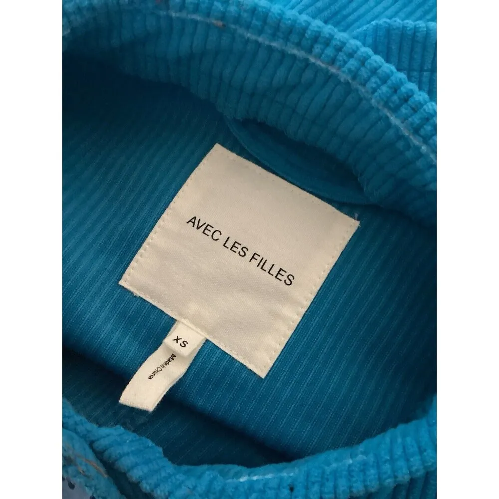 Avec Les Filles Blue Button Up Corduroy Sleeveless Vest XS - Image 4