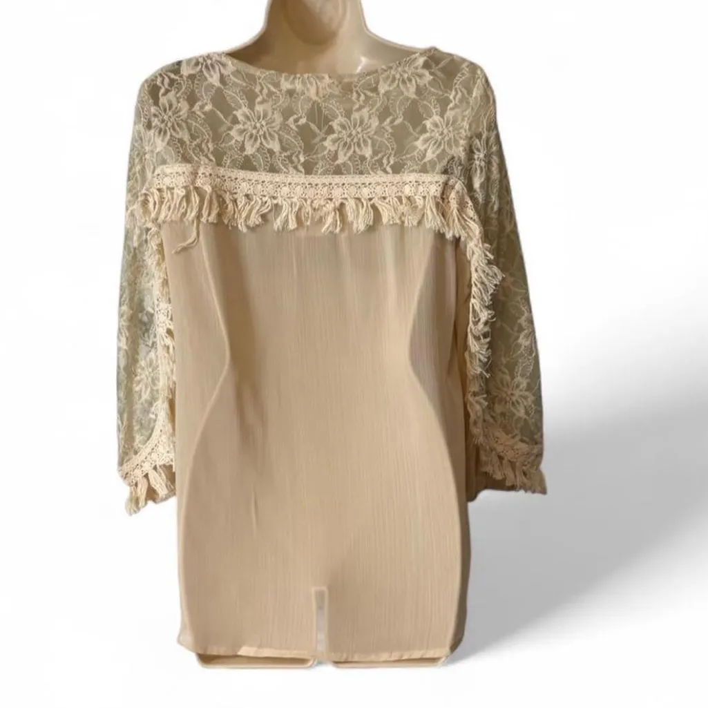 Sheer Lace Tassel Blouse‎ - Image 2