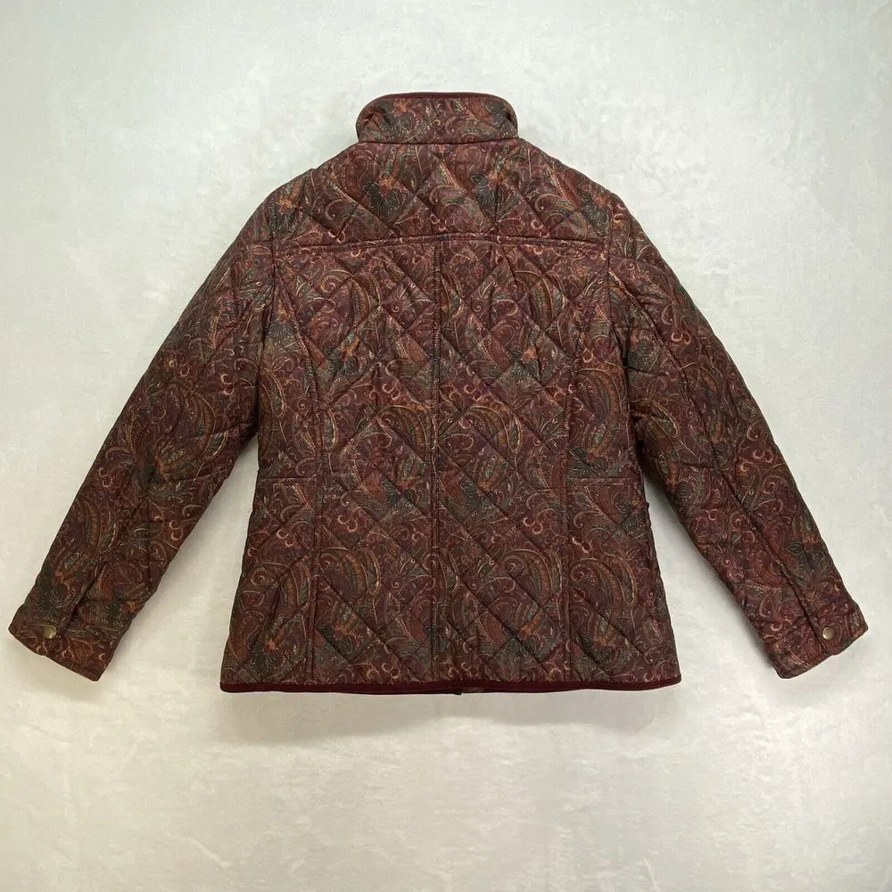 Talbots Jackets Womens S Petite Quilted Paisley Corduroy trim art to‎ wear boho - Image 12