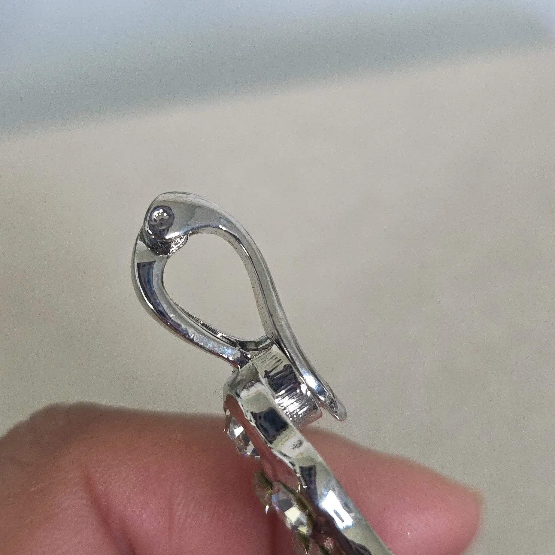 Silver Zircon Statement Cross Pendant With Magnetic Clasp Bail - Image 5