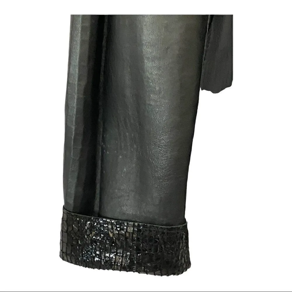 Reversible Faux Black Leather Moto & Animal Print Lightweight Jacket Black Size M - Image 3