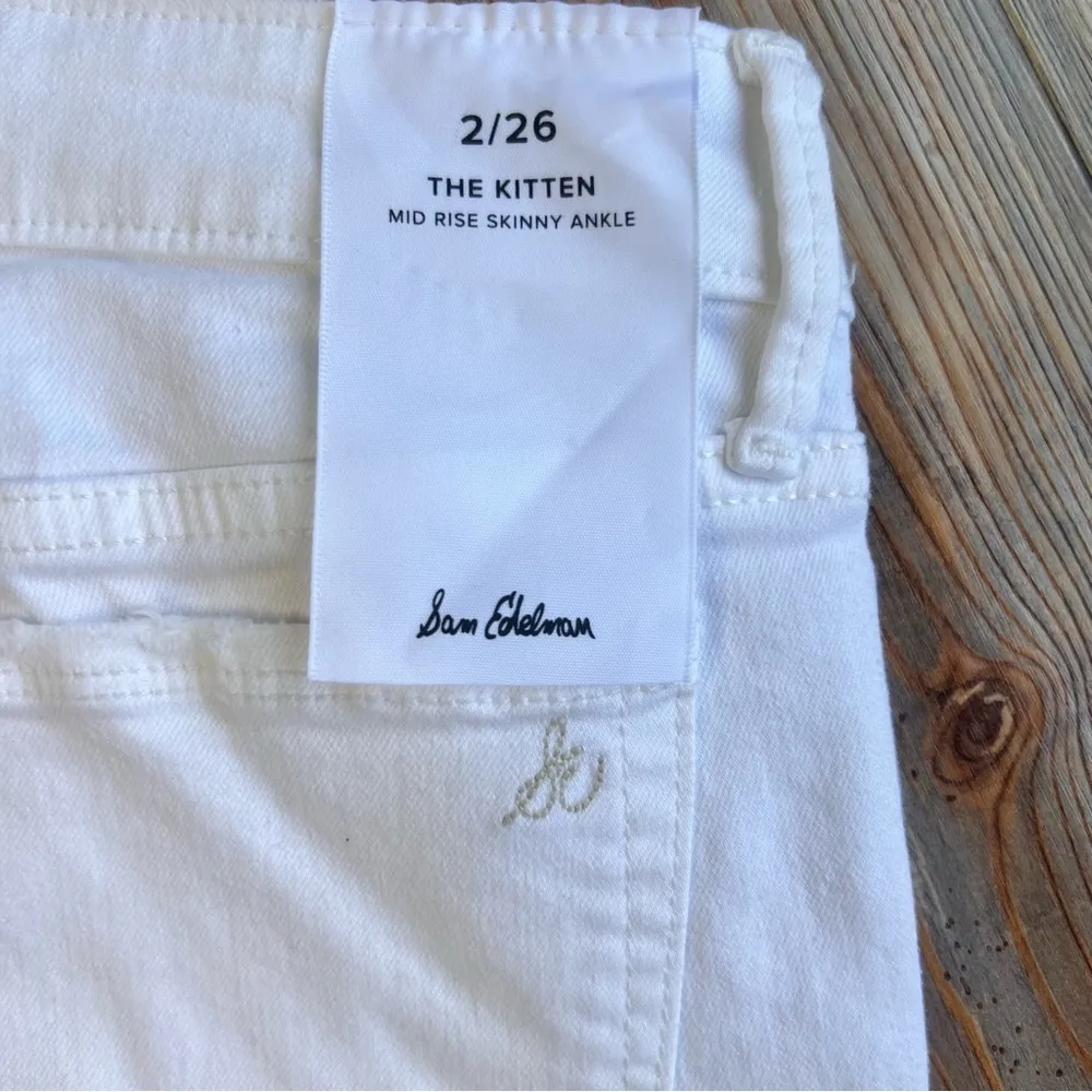 Sam Edelman The Kitten Mid Rise Skinny Ankle White Pink Jeans Size 2 / 26 #S2471 - Image 9