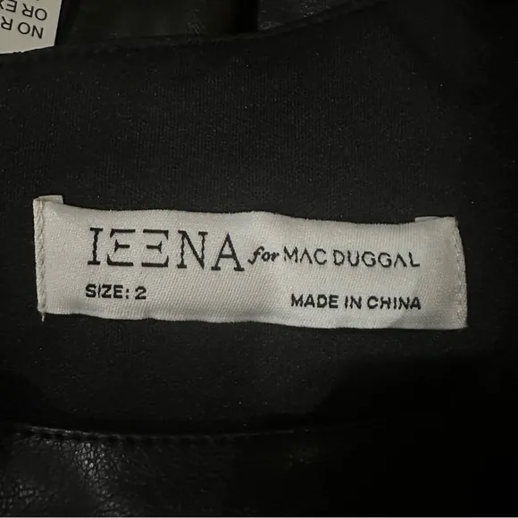 Ieena for Mac Duggal Black Faux Leather‎ Fit & Flare Dress Cutout Size 2 - Image 12