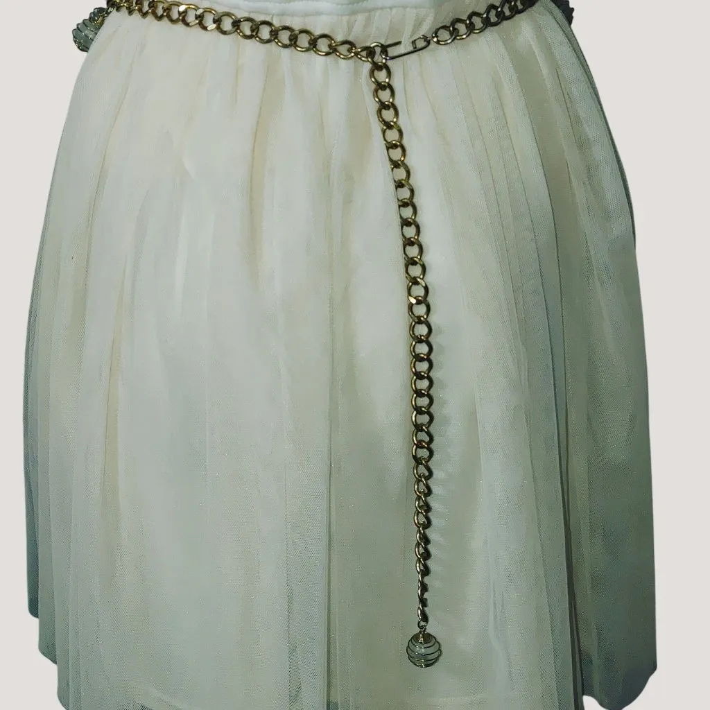 Dangle Clear Beaded Charms Gold Tone Chain Belt Vintage Versatile Adjustable - Image 4