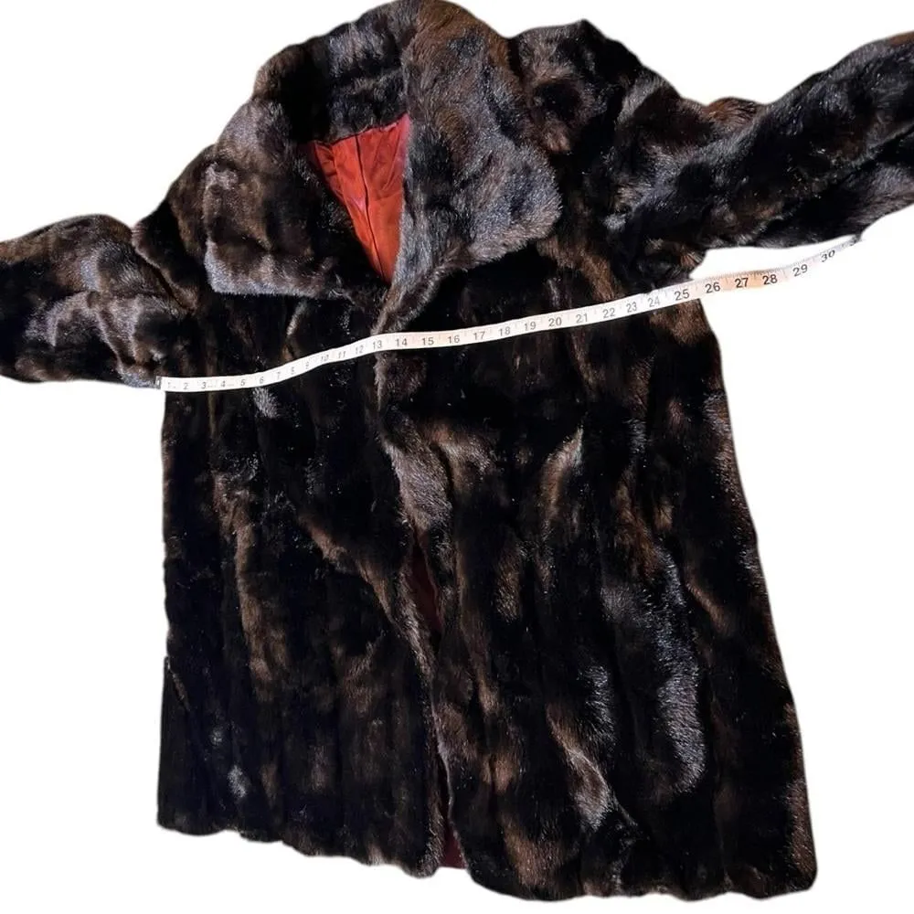 VINTAGE Tissavel of France Faux Fur Coat Mink Brown Size M - Image 6
