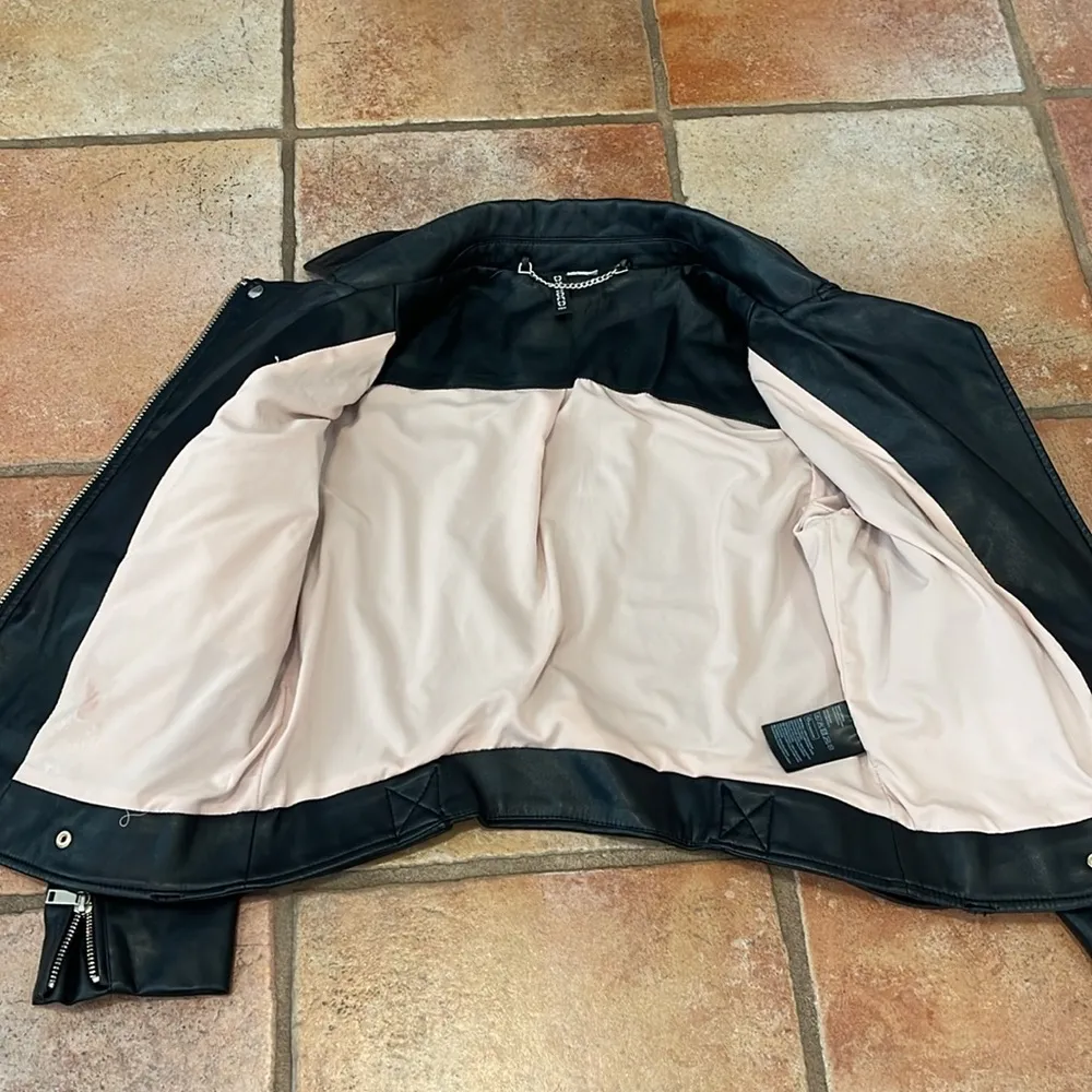 Divided vegan leather moto jacket small - Image 6