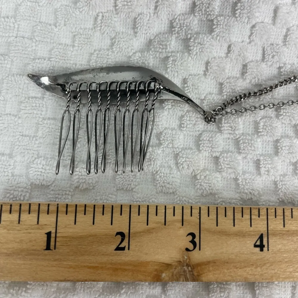 Silver Leaf Hair Pin Comb with‎ Chain Set - Image 3