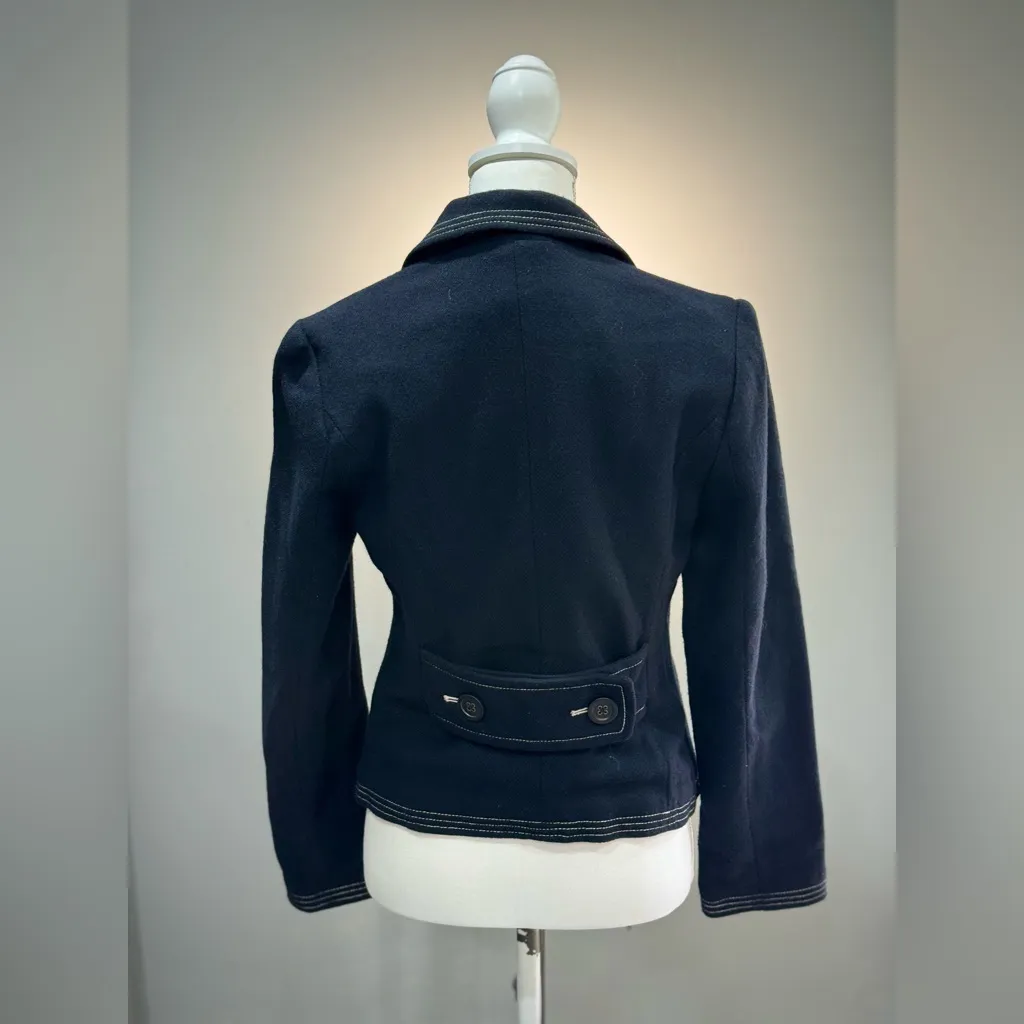 Black/Cream GAP Factory Wool Blazer Size 6 EUC - Image 2