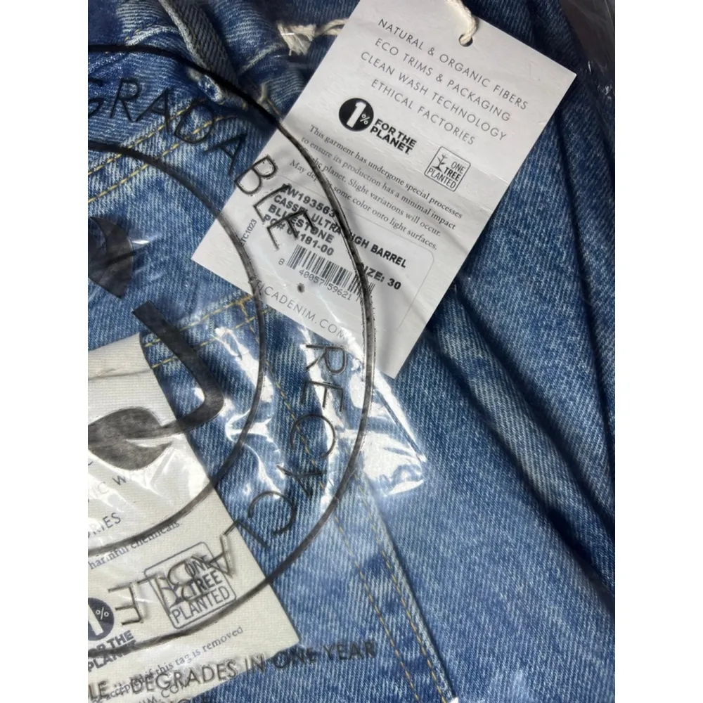 NEW Anthropologie Women's Etica Cassel Ultra High Barrel Jeans Size 30 NWT Blue - Image 4