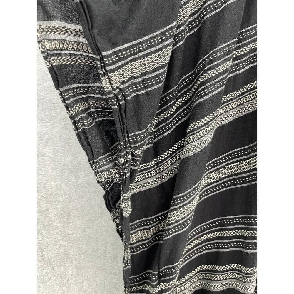 Ann Taylor Women's Cover Up Black One Size Striped Short Sleeve Boho Fringe Ends - Image 5