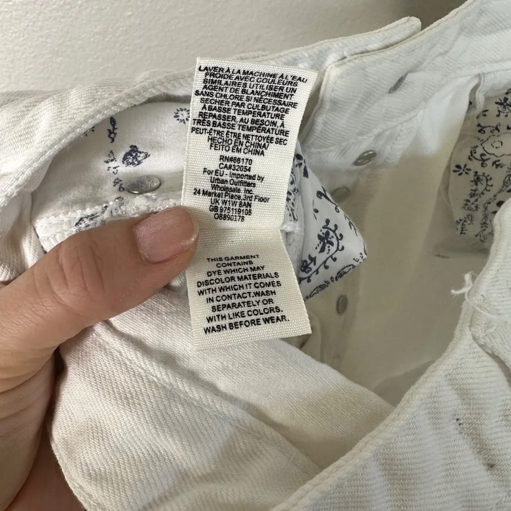 Free People High Rise Straight Flare Jeans Size 29 White 100% Cotton Frayed - Image 10