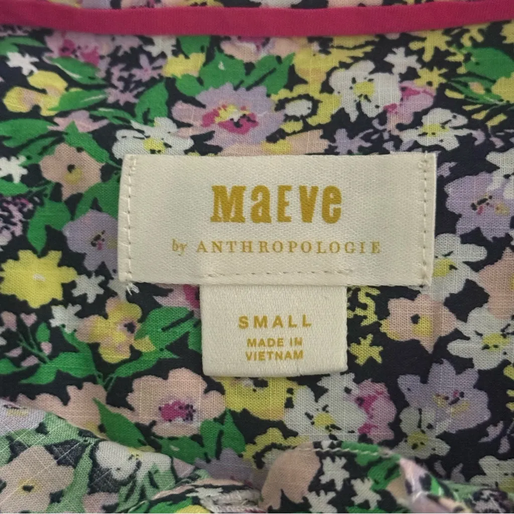 Anthropologie Maeve Ashleigh Puff Sleeve Button Up Long Sleeve Shirt in Floral - Image 4