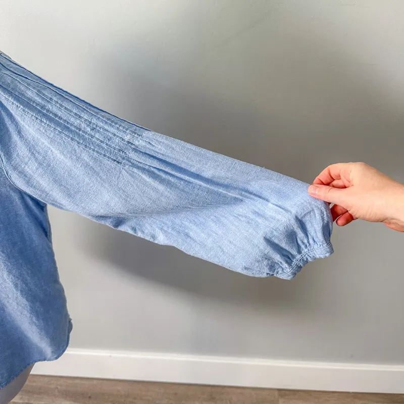 Joie Blue Chambray Linen Button Down Top - Image 7