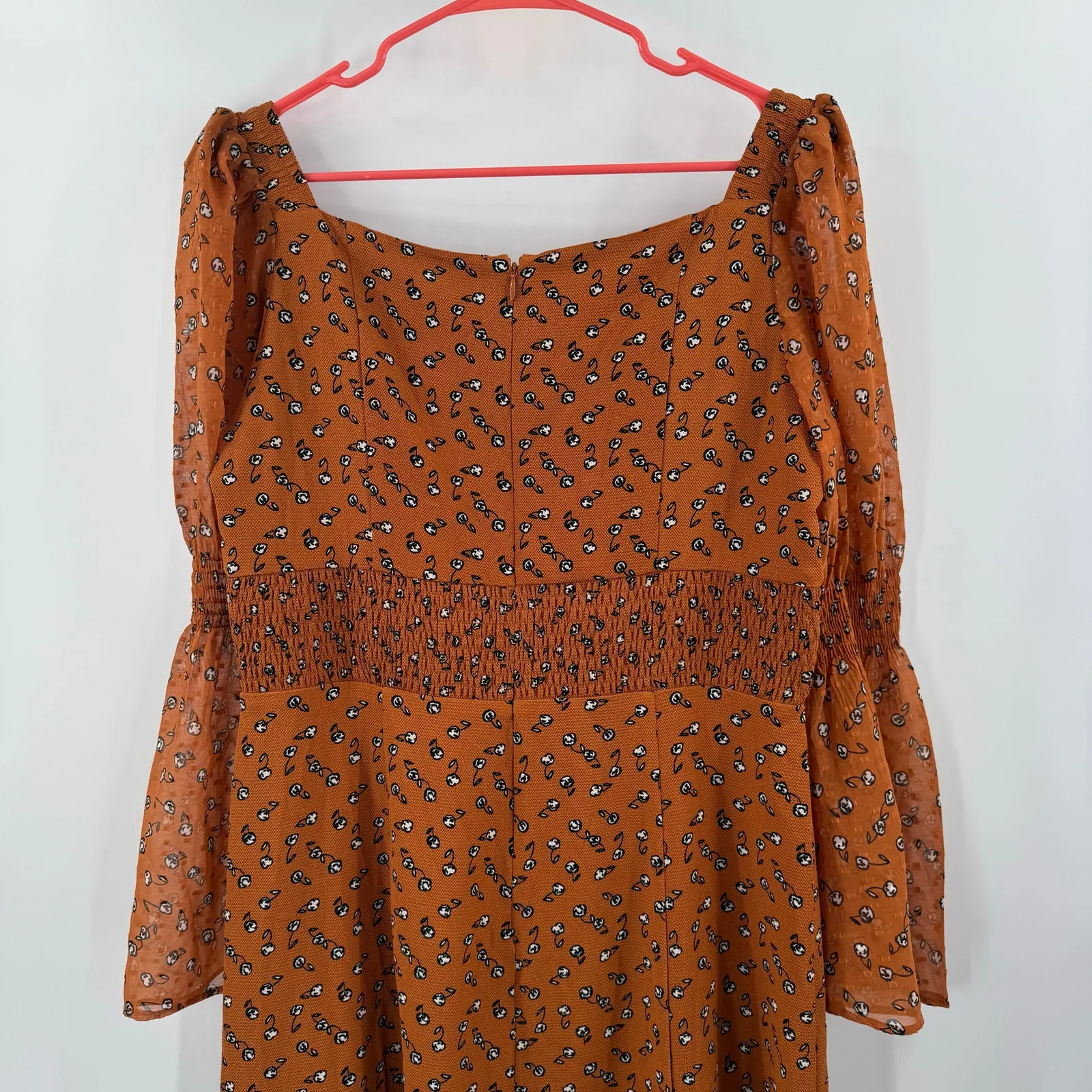 French Connection Dress Large Francine Callie Drape Smock Midi Ditsy Floral NWT - Image 7