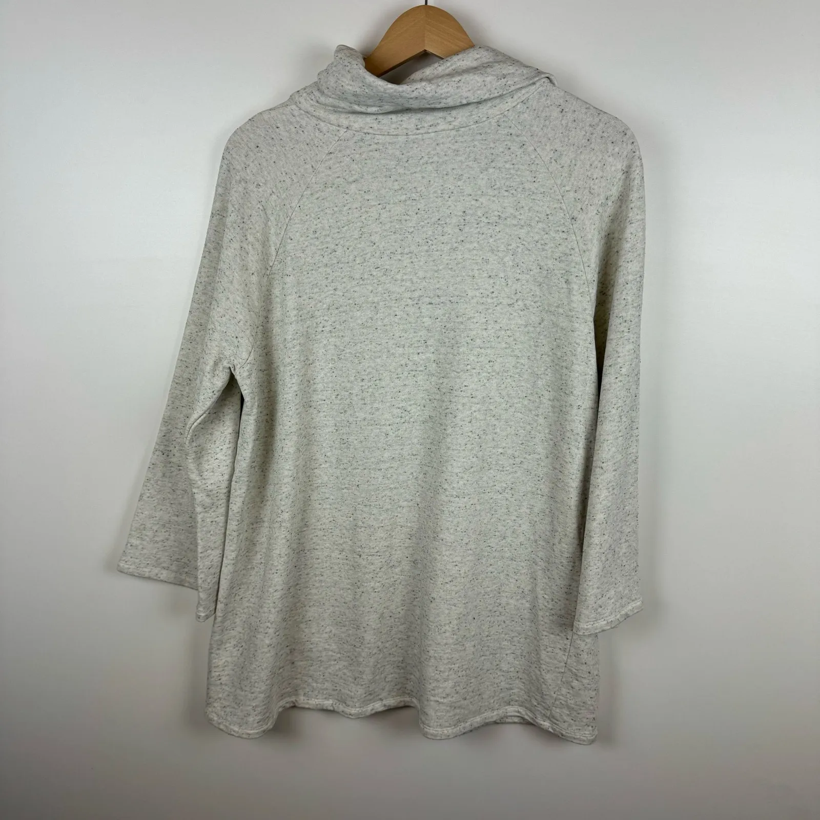 Eileen Fisher Womens Speckled Mock Neck 3/4 Sleeve Tunic Sweater in Gray‎ Sz M - Image 8