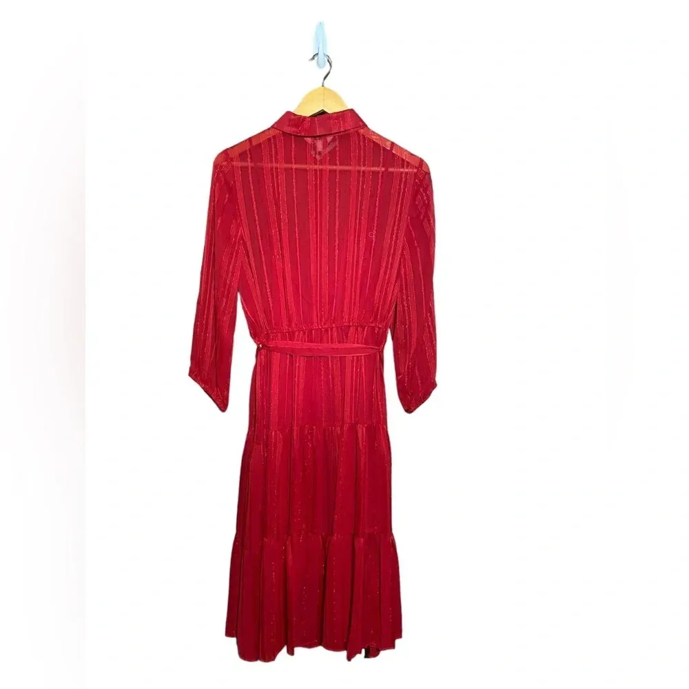 NWT Nanette Nanette Lepore‎ Blake Shadow Stripe Shirtdress Red Riding Hood Sz 10 - Image 2